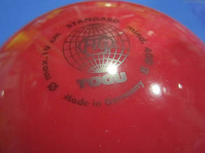 М'яч для художньої гімнастики d 19 см, вага 400 г, T0GU Німеччина (червоний), фото 2
