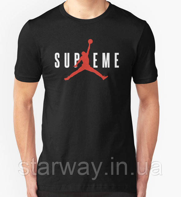 Чорна футболка | supreme jordan logo, фото 1