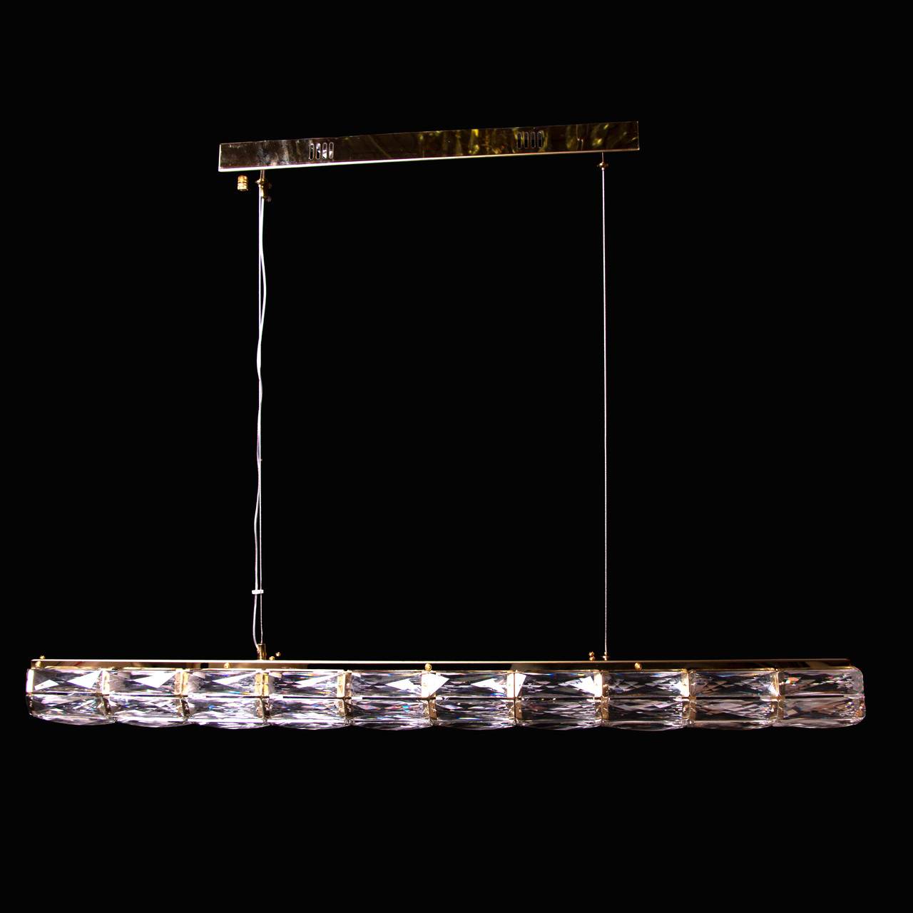 Горизонтальний LED підвіс з кришталем у золотому  кольорі P12-3426E/40W/gold (3000K-6000K), фото 1
