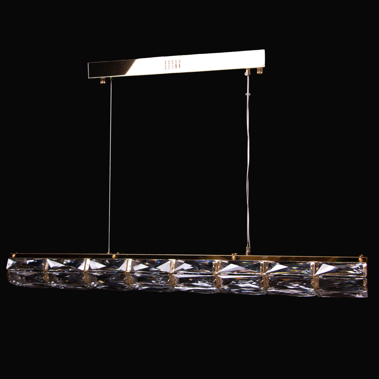 Горизонтальний LED підвіс з кришталем у золотому  кольорі P12-3426E/32W/gold (3000K-6000K), фото 1