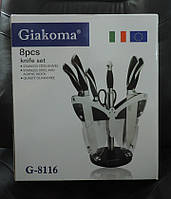 Набір ножів Giakoma 8 предметів. На стильній підставці "хай-тек". Виробництво Італія.