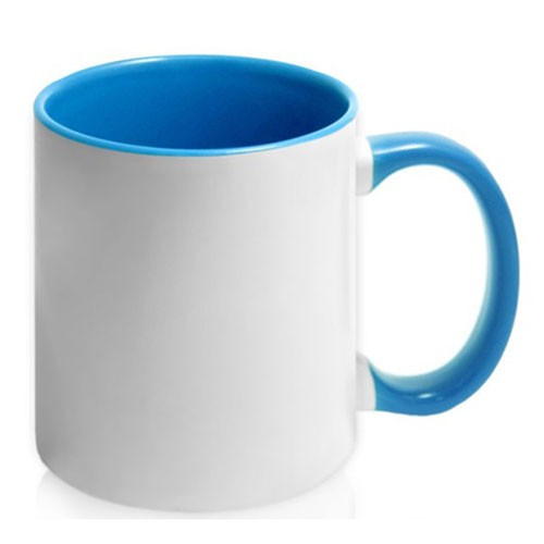 Чашка Тому керамічна євроциліндр кольорова всередині, 310 мл, синя, від 10 шт