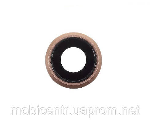 Скло камери iPhone 8/ iPhone SE 2020/ iPhone SE 2022 з рамкою gold, фото 1