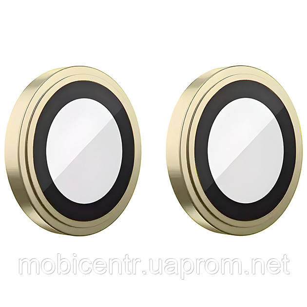 Скло камери iPhone 15/ iPhone 15 Plus з рамкой yellow (комплект 2шт), фото 1