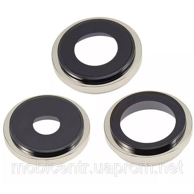 Скло камери iPhone 15 Pro Max з рамкою natural titanium (комплект 3шт), фото 1