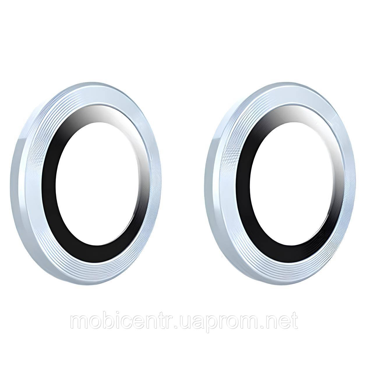 Скло камери iPhone 15/ iPhone 15 Plus з рамкой blue (комплект 2шт), фото 1