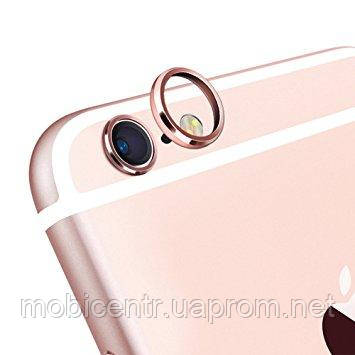 Скло камери iPhone 6/ iPhone 6 Plus/ iPhone 6S/ iPhone 6S Plus з рамкою rose gold, фото 1