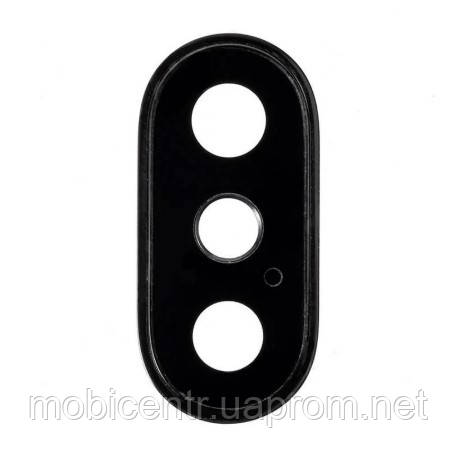 Скло камери iPhone X з рамкою space gray, фото 1