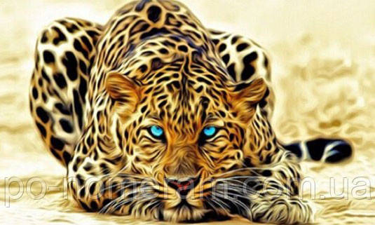 Картина мозаїка ТМ Алмазна мозаіка Вогняний леопард (DM-103) 30 х 50 см (Без підрамника), фото 1