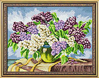 Картина из мозаики Dream Art Сирень в вазе (полная зашивка, квадратные камни) (DA-30047) 47 х 34 см (Без