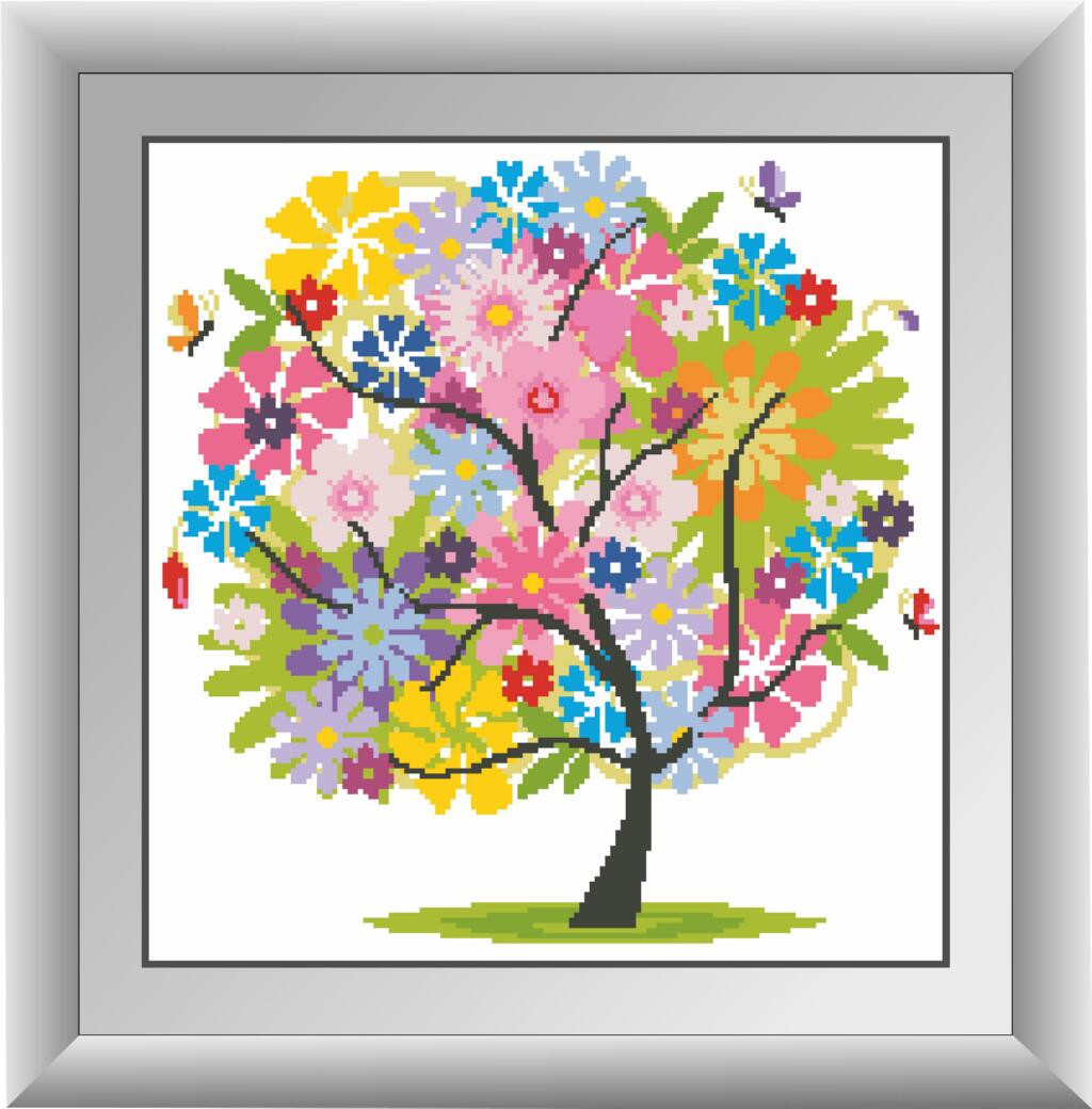 Алмазна картина Dream Art Літній дерево (повна зашивання, квадратні камені) (DA-30269) 39 х 40 см (Без підрамника), фото 1