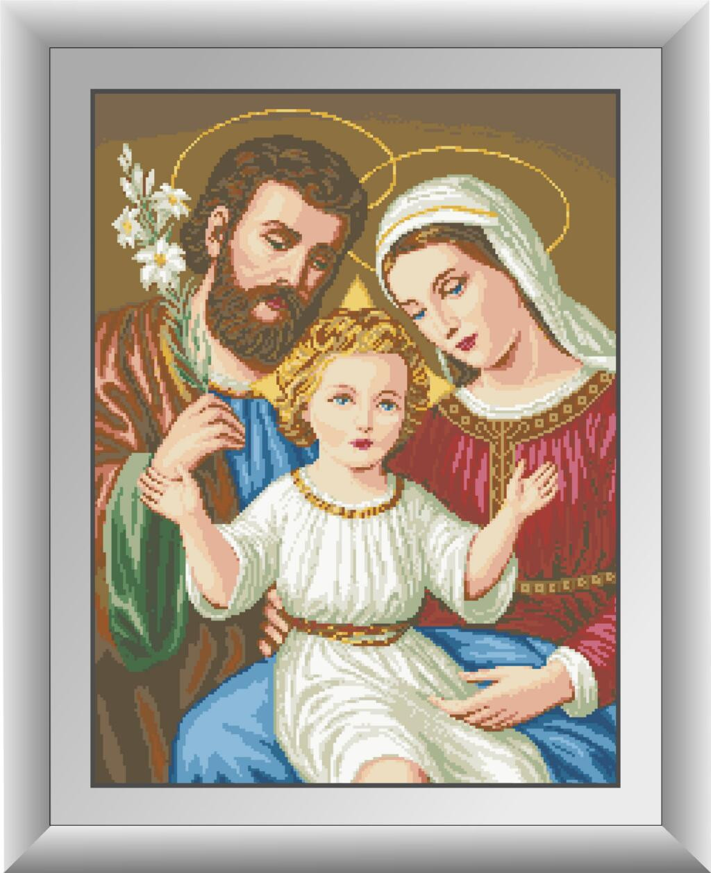 Картина мозаїка Dream Art Святе сімейство (повна зашивання, квадратні камені) (DA-30298) 46 х 61 см (Без підрамника), фото 1