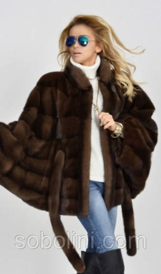 Пончо з норки коричневої SAGA FURS