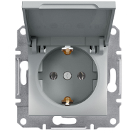 Розетка з кришкою і заземленням Schneider Electric Asfora Алюміній EPH3100161