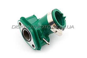 Патрубок карбюратора (колектор) 4T GY6 50 (силіконовий, зелений) китайський скутер 139QMB NJK
