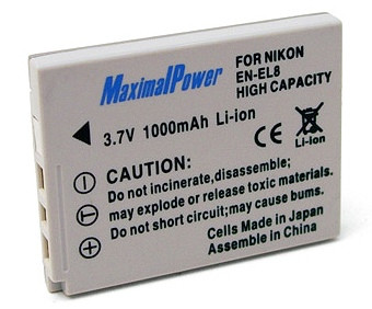 Аналог Nikon En-El8 (MaximalPower 1000mAh). Аккумулятор для Nikon Coolpix P1-P2, S1-S9, S50-S52 - фото 2 - id-p493806226