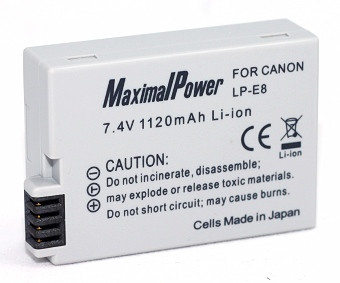 Аналог Canon LP-E8 (MaximalPower 1120mAh). Аккумулятор для Canon 550D, 600D, 650D - фото 2 - id-p493806244