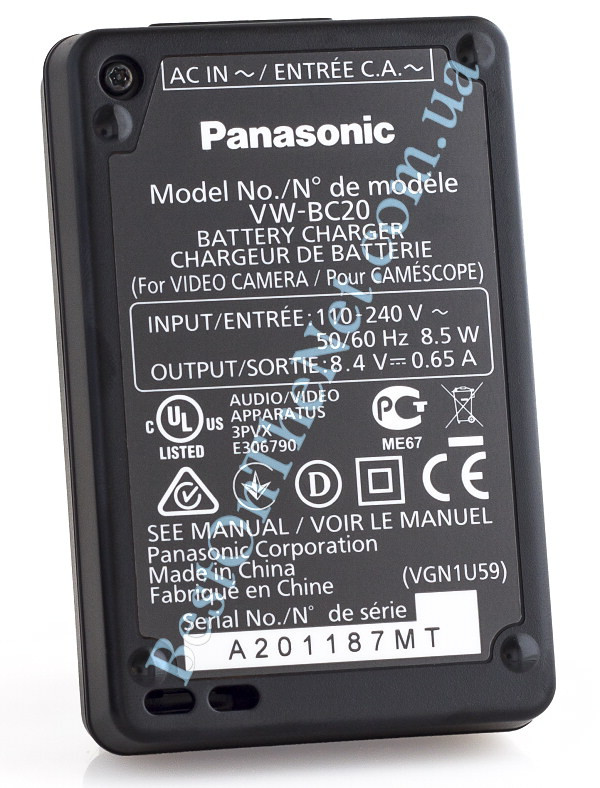 Зарядний пристрій Panasonic VW-BC20 для акумуляторів Panasonic VW-VBN130, VW-VBN260 - фото 3 - id-p493806413