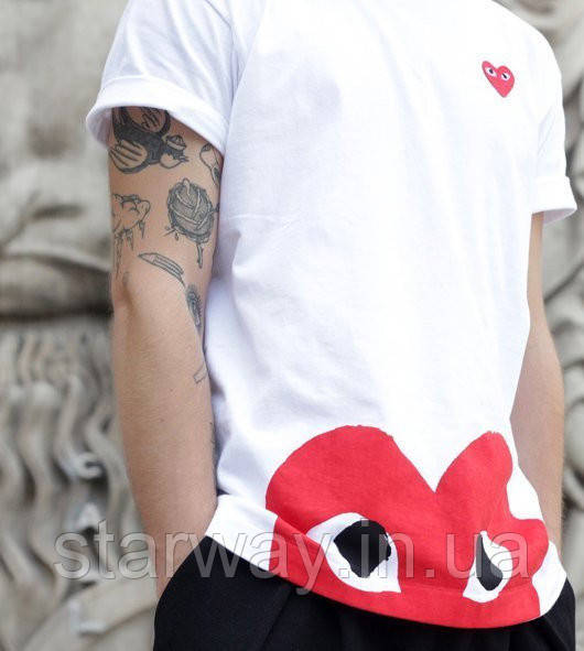 Біла футболка | comme des garcons logo