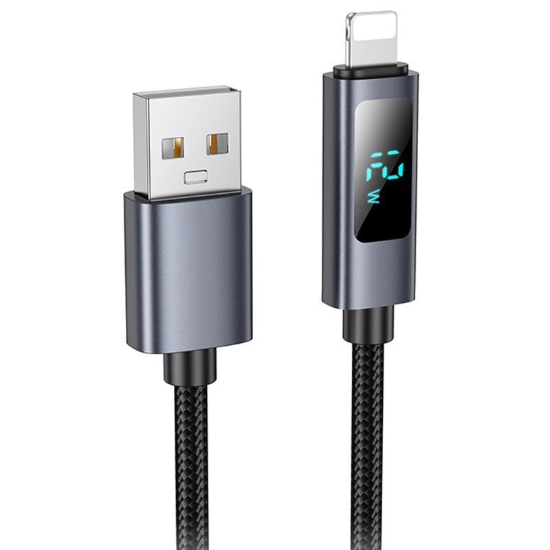 Дата кабель Hoco X112 Favor with display USB to Lightning 2.4A (1m), фото 1