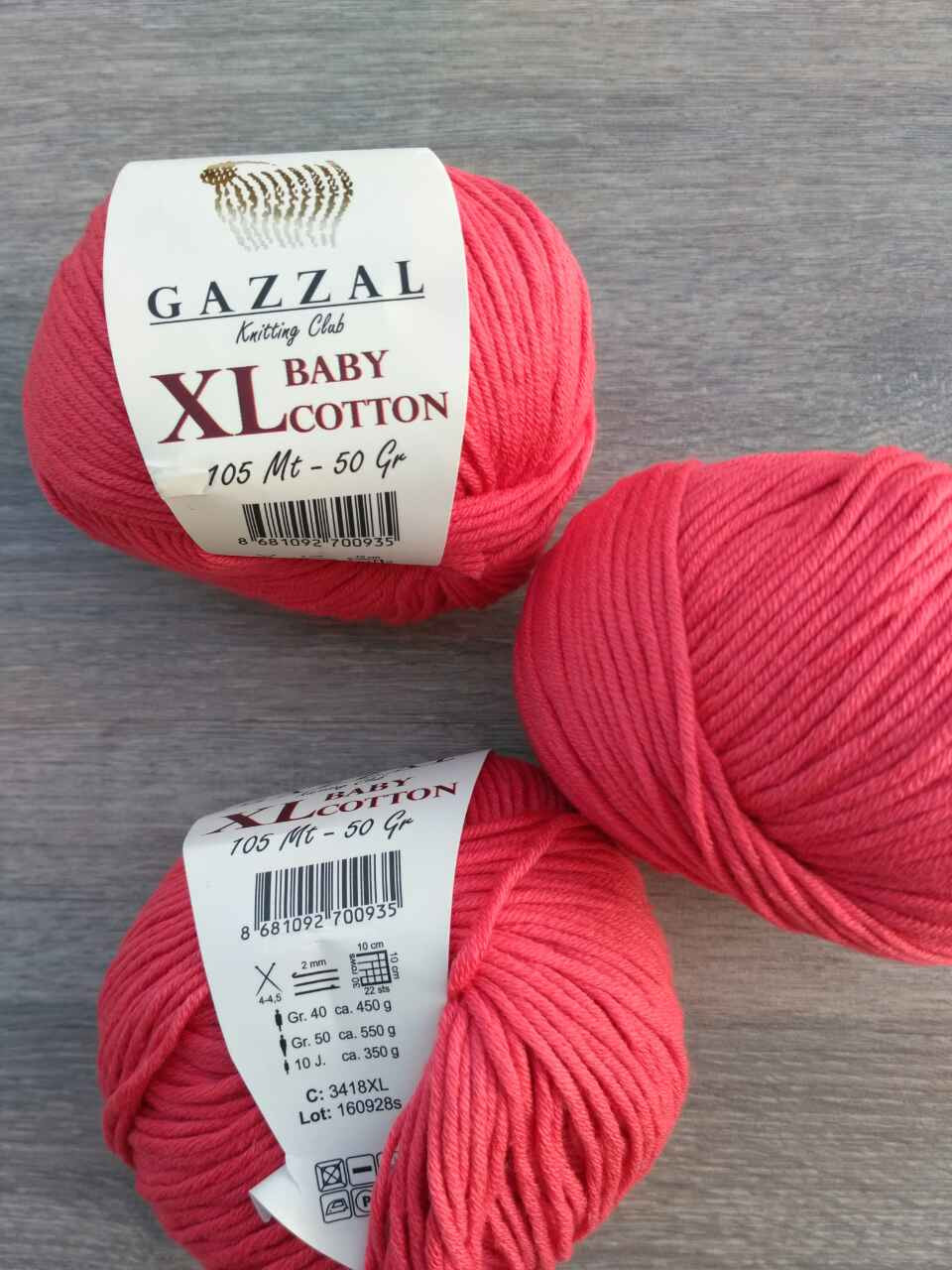 Пряжа Gazzal Baby Cotton XL 3418 кораловий