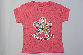 Дитяча рожева футболка для дівчинки "Квітка"/5-6 років