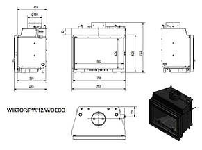 Каминна топка з водяним контуром KRATKI WIKTOR PW 12 DECO + змійовик, фото 2