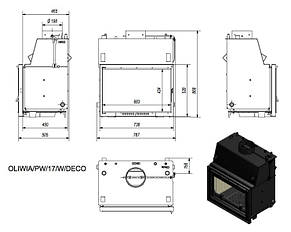 Каминна топка з водяним контуром KRATKI OLIWIA PW 17 DECO + змійовик, фото 3