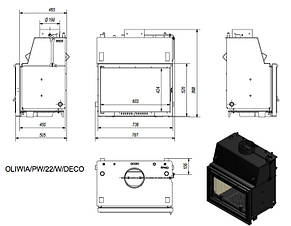 Каминна топка з водяним контуром KRATKI OLIWIA PW 22 DECO + змійовик, фото 3