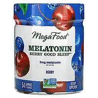 MegaFood, Мелатонин для хорошего сна, 3 мг, со вкусом ягод, 54 жевательных конфет