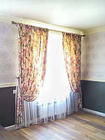 Цветочные шторы с воздушным тюлем