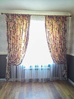 Прямые шторы с тюлем