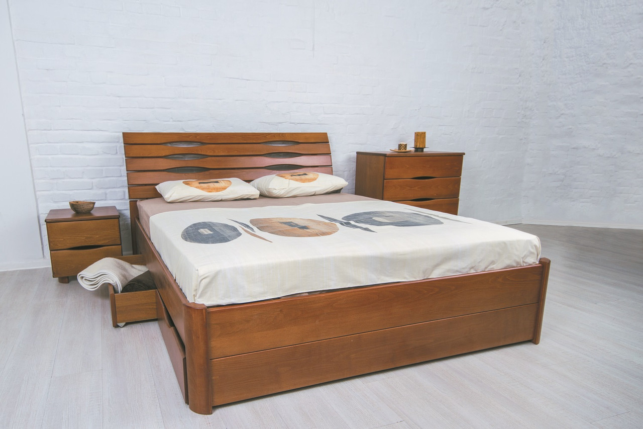 Дерев'яне ліжко із шухлядами Маріта Люкс Олімп