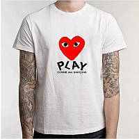 Біла футболка comme des garcons play | heart red logo