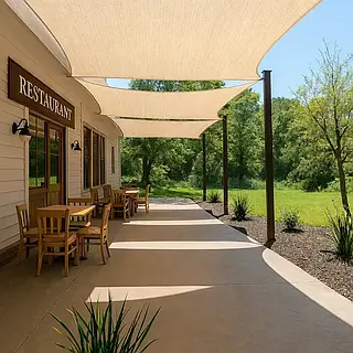 Тент (навес) для террасы 2х4 м из сетки молоко BritGarden. Тень 90%. Тент (навес) для кафе и ресторана /Svart/