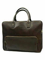 Деловая кожаная сумка портфель для документов и ноутбука 15,6 дюймов Катана коричневая