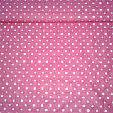 Тканина з горошинками 7 мм на малиновому тлі, фото 2
