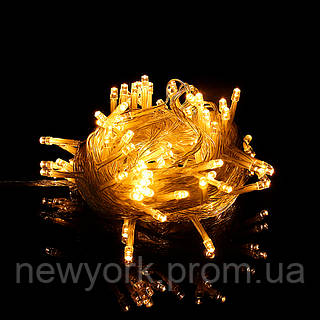 Гирлянда 100LED (Диод) White Hot, 10 метров, 8 режимов, прозрачная изоляция newyork