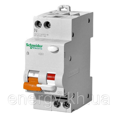 Диференціальний авт. вимикач 11474 АД63, 2P 25А 30мА, Schneider Electric