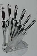 Набір італійських кухонних ножів на підставці. Набір ножів 8 предметів "Giakoma", настільна підставка.