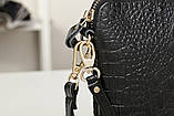 Сумка клатч жіноча шкіряна під крокодила (чорна), фото 5