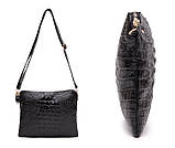 Сумка клатч жіноча шкіряна під крокодила (чорна), фото 3