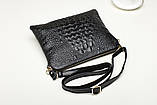 Сумка клатч жіноча шкіряна під крокодила (чорна), фото 4