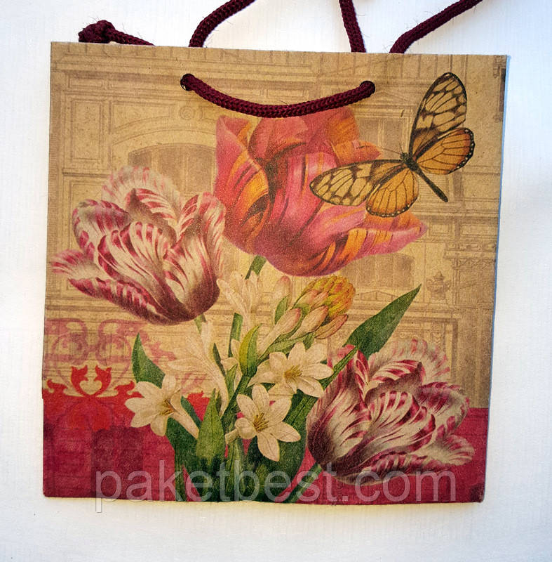 Крафт-пакет 16х16х8 ЧАШКА Крафт-021