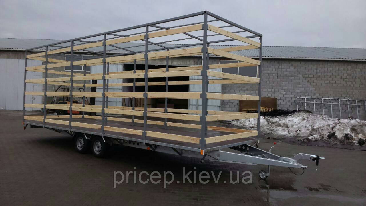 Причіп платформа 8,3 м х 2,5 м з каркасом. Без гальм. Цинк!