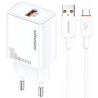 МЗП Amaya E59S QC3.0 18W (1USB-A) + кабель USB to Type-C