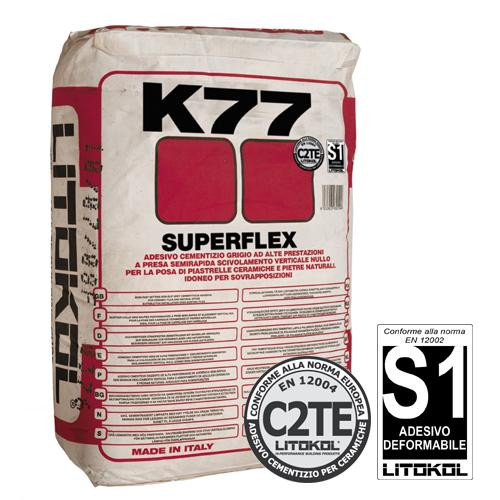 Високоеластичний клей для укладання керамограніту та натурального каменю SUPERFLEX K77 (біл.) 25 кг