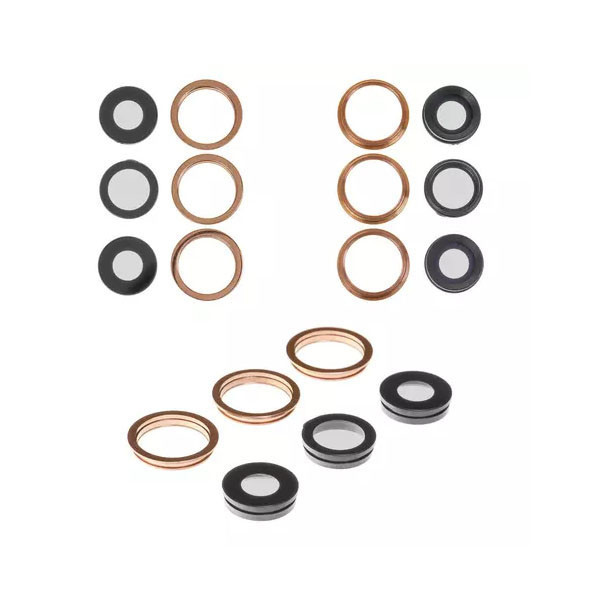 Скло камери для iPhone 11 Pro, з рамкою, комплект 6 шт., Gold PTR, фото 1