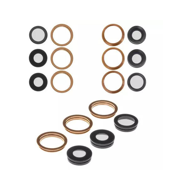 Скло камери для iPhone 11 Pro Max, з рамкою, комплект 6 шт., Gold PTR, фото 1