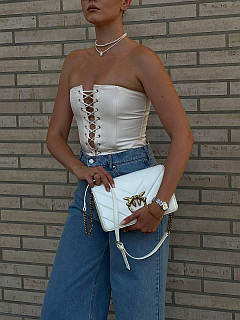 Pinko Love Click Classic Crossbody Bag in Quilted Leathe White Medium [оригінальна коробка] 27x17x6.5